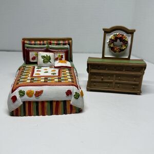 Fall Autumn Miniature Dollhouse Bedroom Furniture Set